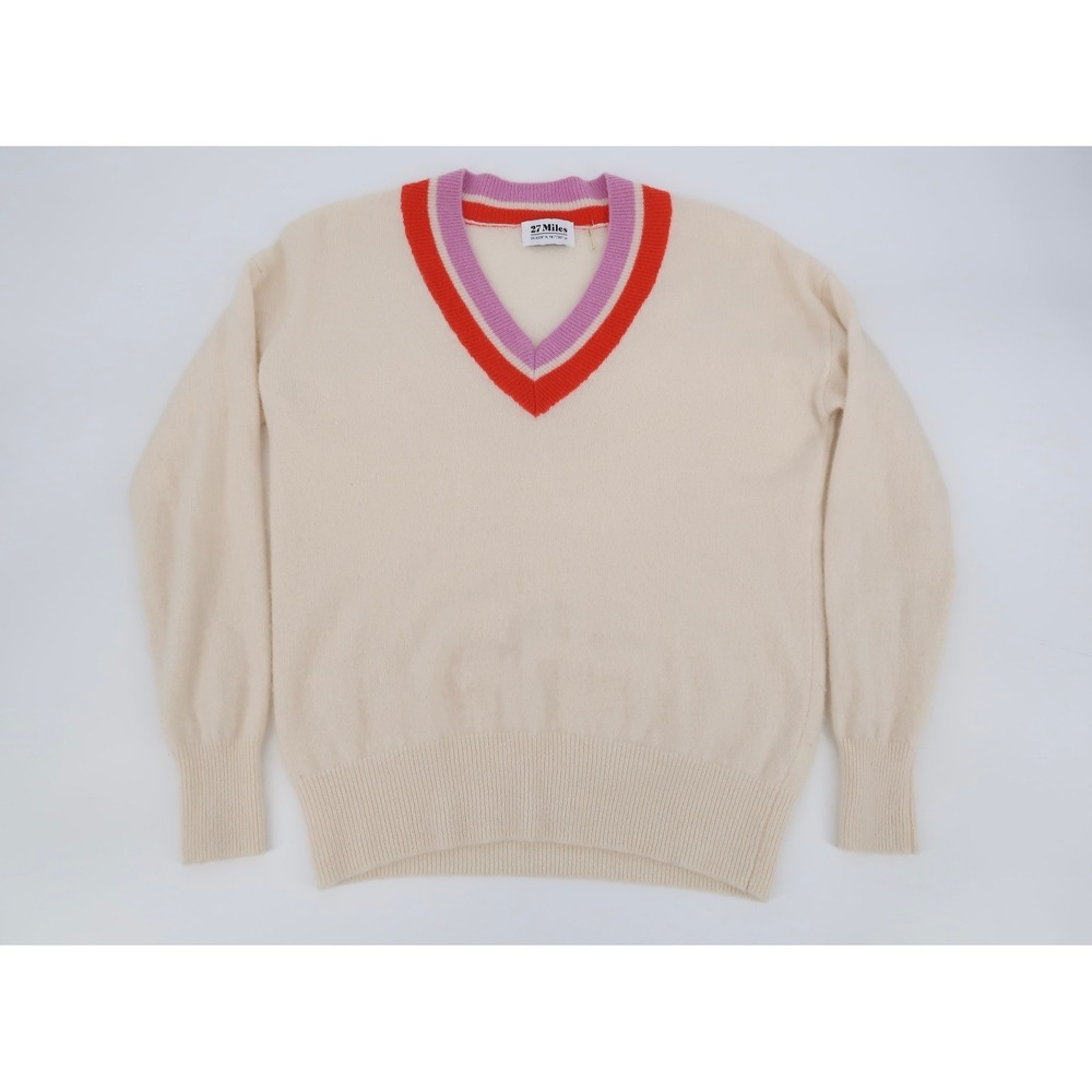 27 Miles Malibu Cashmere Double V Neck Sweater‎ Women's Size XS X-Small